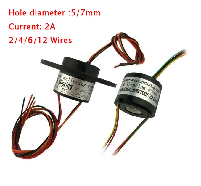 Free Shipping Hollow Slip Ring 2/4/6/12 Wires Hole Diameter 5/7mm Spare Parts 