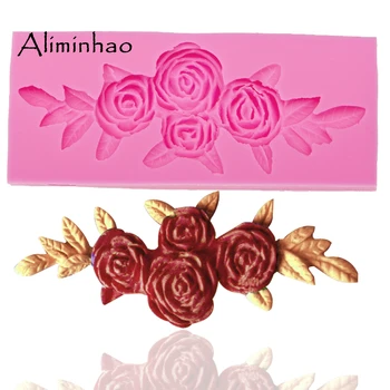 

B0069 Rose shape flower Cake dessert Sugarcraft Silicone mould fondant cake decorating tools chocolate molds