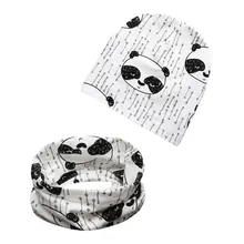 Весенне-Осенняя детская шапка, шарфы, комплект из 2 предметов, Кепка с рисунком для новорожденных мальчиков и девочек, хлопковые шляпы для мальчиков и девочек, шарф с воротником