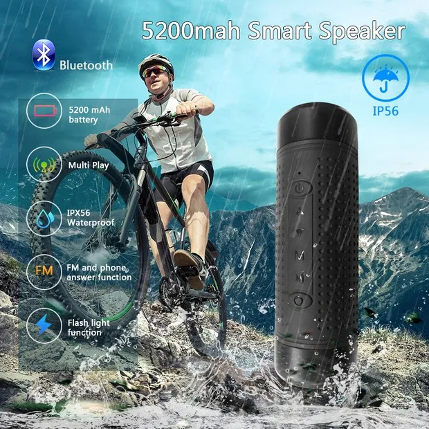

5200mah Smart Speaker Charging for Phone Flashlight Function Speaker for Walking Biking Outdoor Acticities