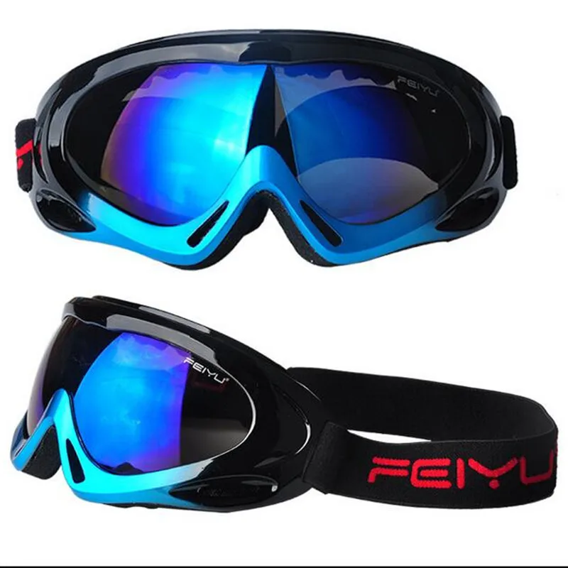 Детские профессиональные лыжные очки детские линзы UV400 противотуманные лыжные очки для лыжного спорта Gafas - Цвет: kids black blue