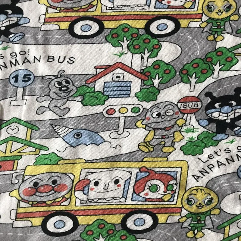 Тонкая трикотажная ткань с рисунком из мультфильма Anpanman хлопок/лайкра Bus Cat