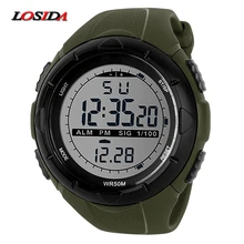 Losida Hommes Escalade Sport Numérique Montres Grand Cadran Militaire Montres D’alarme G Style Résistant Aux Chocs Montre Étanche LED