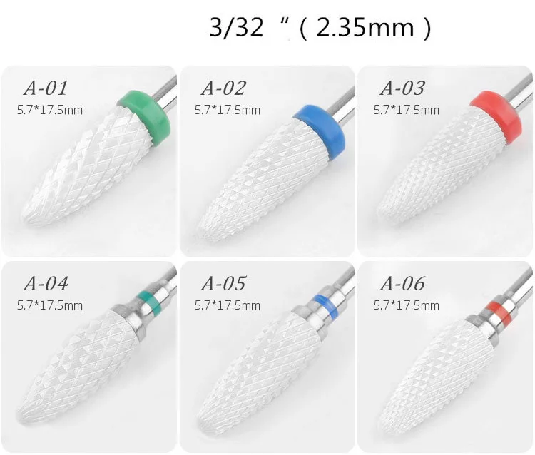Керамические фрезы для ногтей, фрезы, аксессуары для маникюрного станка, роторные сверла, электрические пилки для ногтей, инструменты для дизайна ногтей