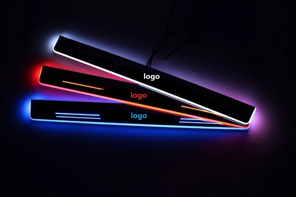 

Qirun acrylic led moving door scuff welcome light pathway lamp door sill plate linings for Renault Fluence 2010 - 2015