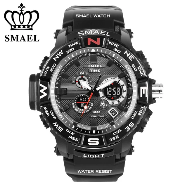 Распродажа, армейские светодиодный наручные часы в стиле милитари, мужские цифровые спортивные часы, мужские часы, будильник в подарок, хронограф - Цвет: black white