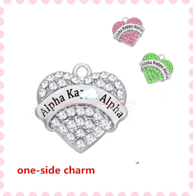 

Alpha K Alpha heart rhinestone charm OPB023 Beaded collar charm sorority College Organization AKA pendant accessory.10pcs/lot