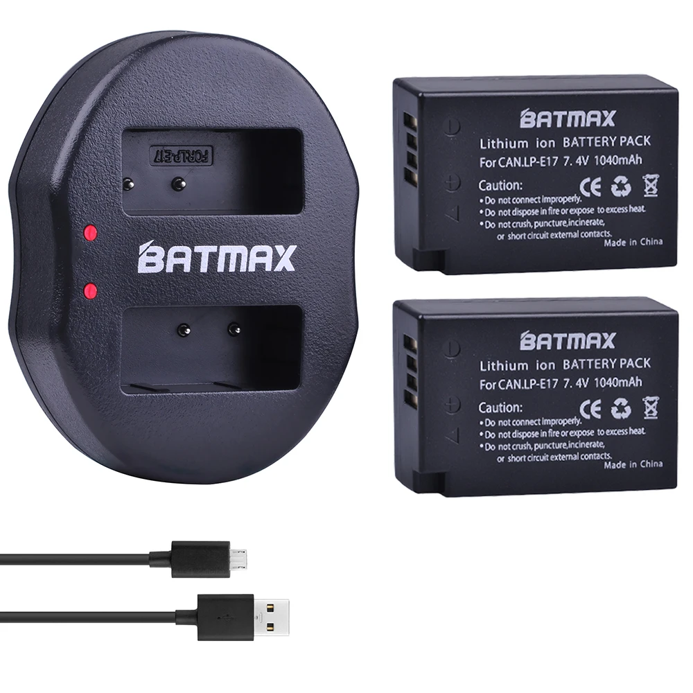 2X LP E17 LPE17 LP E17 Battery Batterie AKKU USB Dual Charger for Canon EOS 200D