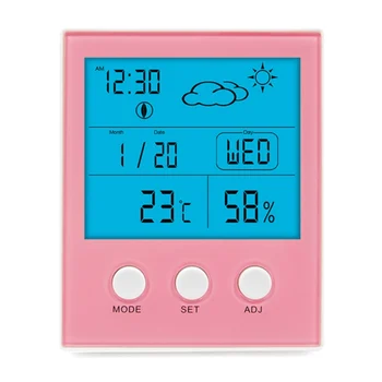 

Home Digital Display Electronic Temperature Humidity Meter Large Screen Temperature Humidity Time Alarm Clock Night Backlight