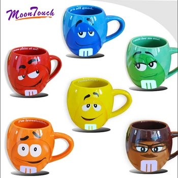 

Cute M&M's MM Beans Drinking Cups Ceramic Colored Cafe Oatmeal Coffee Mug Glaze Coffee Milk Mug Water Tea Mugs Drinkware