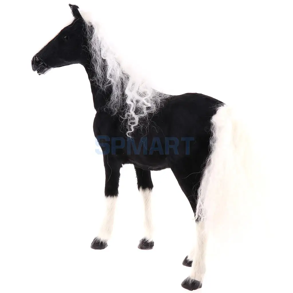 Lifelike Simulation Plush Stuffed Horse Animals Model Figure Plush Figures Soft Toy Home Decoration Black