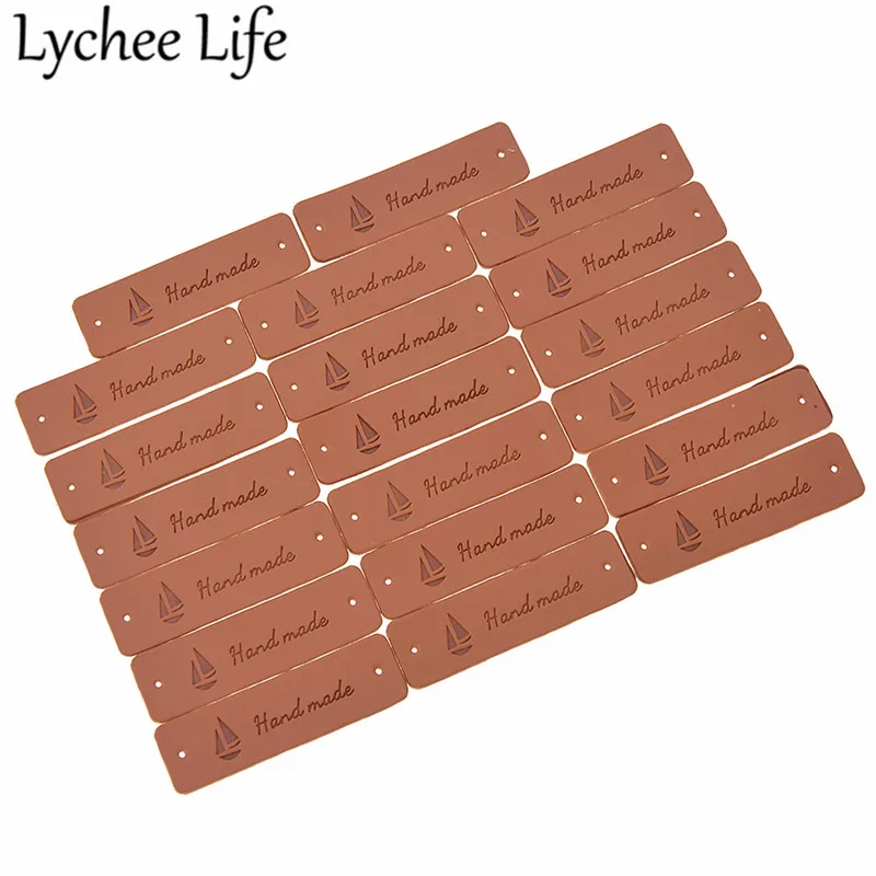 Lychee Life кожаные этикетки ручной работы 20 шт. с буквенным принтом сделай сам одежда