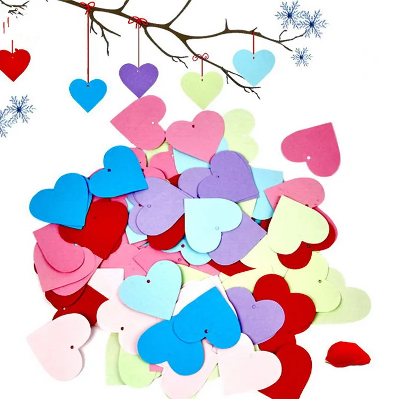 Бумажные подвески в виде сердца, красного, розового, фиолетового цвета, 50 шт., 7 см, свадебные конфетти, вечерние украшения на день рождения, свадьбу, День святого Валентина