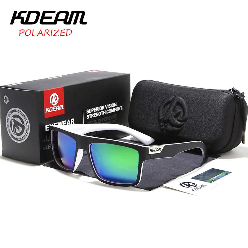 

Metal Hinges Square Sunglasses Men outdoor eyewear Women Mirror Polarized lens KDEAM Brand Sun Glasses 6 colors with case KD05X