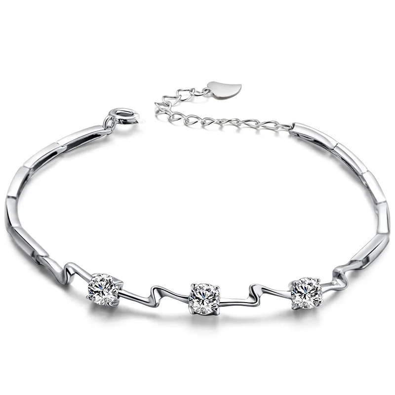Женские браслеты Joyas серебряные из серебра 925 пробы с драгоценными камнями|Гибкие
