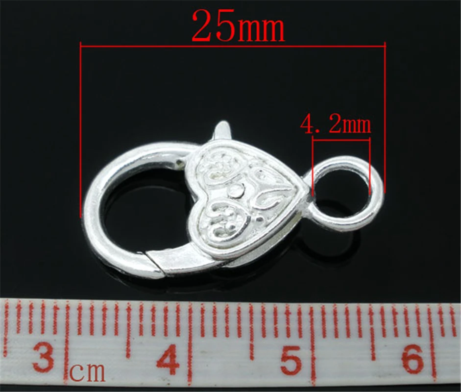 DoreenBeads 10 сердечко серебряного цвета формы Омаров застежками 25x13 мм (B06358) yiwu|lobster