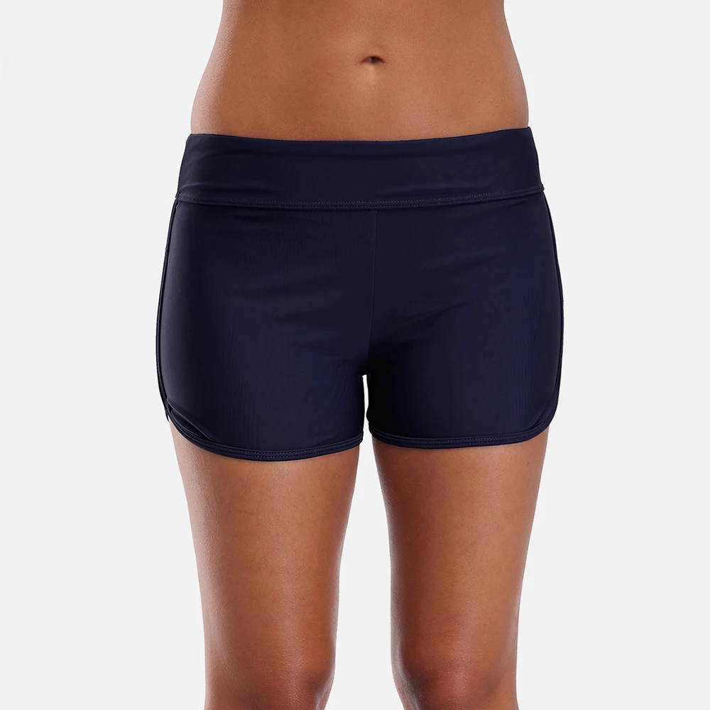Charmleaks Middle Waist Swimming Shorts Women Solid Color Bikini Bottom Ban Swimwear Briefs Split Swimming Trunks