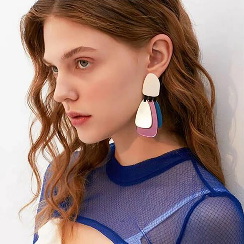 

Best lady Fashion Women Resin Pendant Earrings Party Jewelry Shiny Wedding Bridal Girls Gift Big Drop Statement Earrings Bijoux