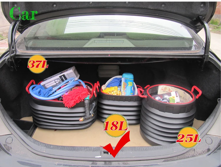 18L складное ведро для мытья автомобиля, коробка для хранения, складной задний багажник, органайзер для багажника, портативный, для кемпинга, рыбалки, путешествий