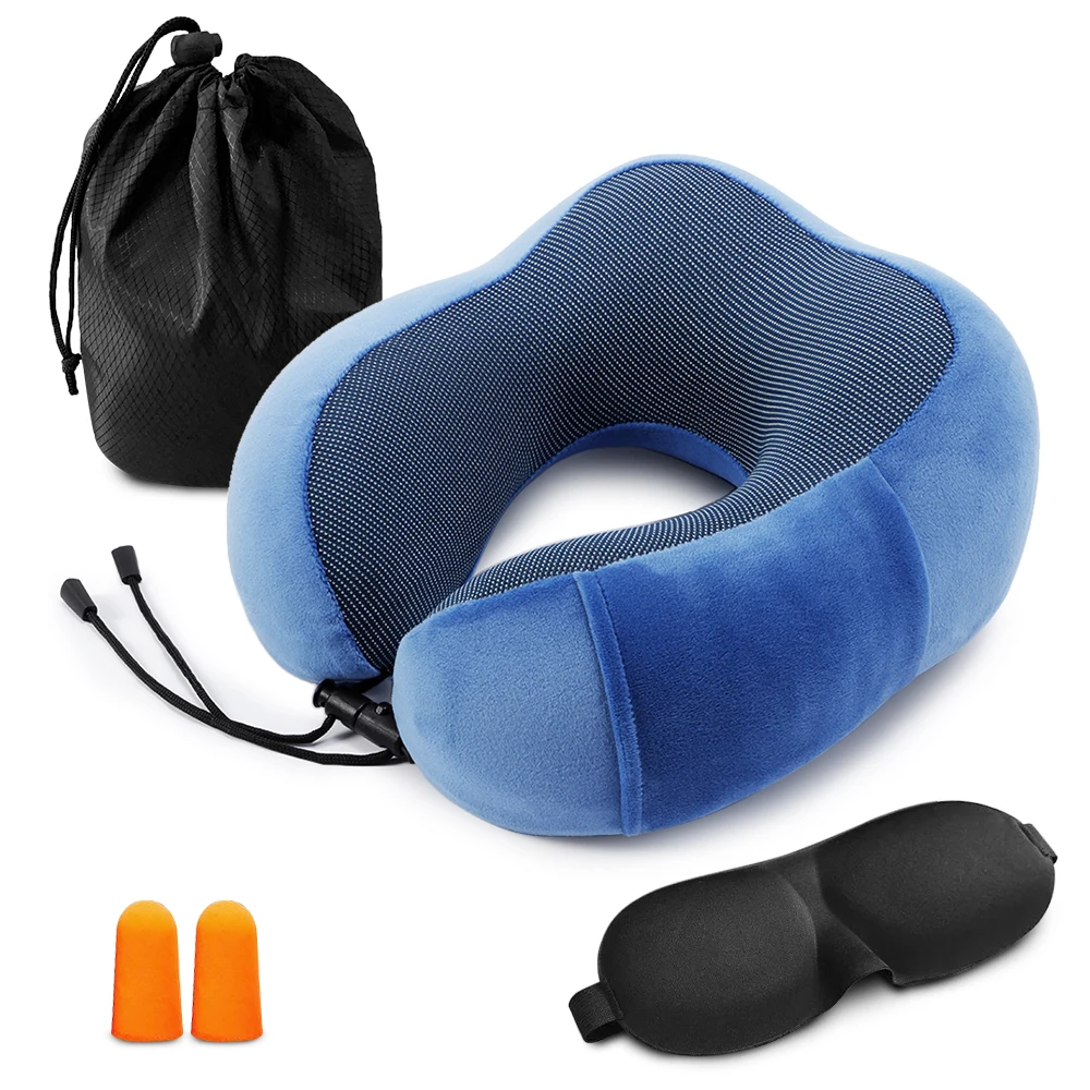 Royal Blue Подушка для шеи из пенопласта с памятью подушка для поддержки головы с водонепроницаемой сумкой для путешествий маска для глаз Заглушки для ушей автомобильные поезда для дома и офиса - Цвет: Royal Blue