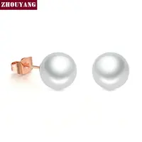 Высококачественные серьги ZYE240 с искусственным жемчугом, серьги-гвоздики розового золота, ювелирные изделия с австрийским кристаллом - изображение