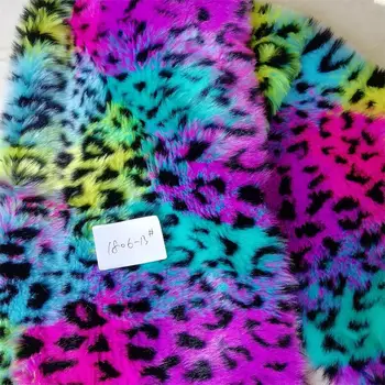 

Jacquard leopard rabbit fur plush cloth color print rabbit hair faux fur width160cm sell it by yard