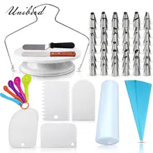 Unibird набор форм для выпечки 50 шт. глазурь трубопроводов сопла+ торт поворотный стол одноразовые рулон Кондитерские мешки+ крем-скраб шпатель для теста резак