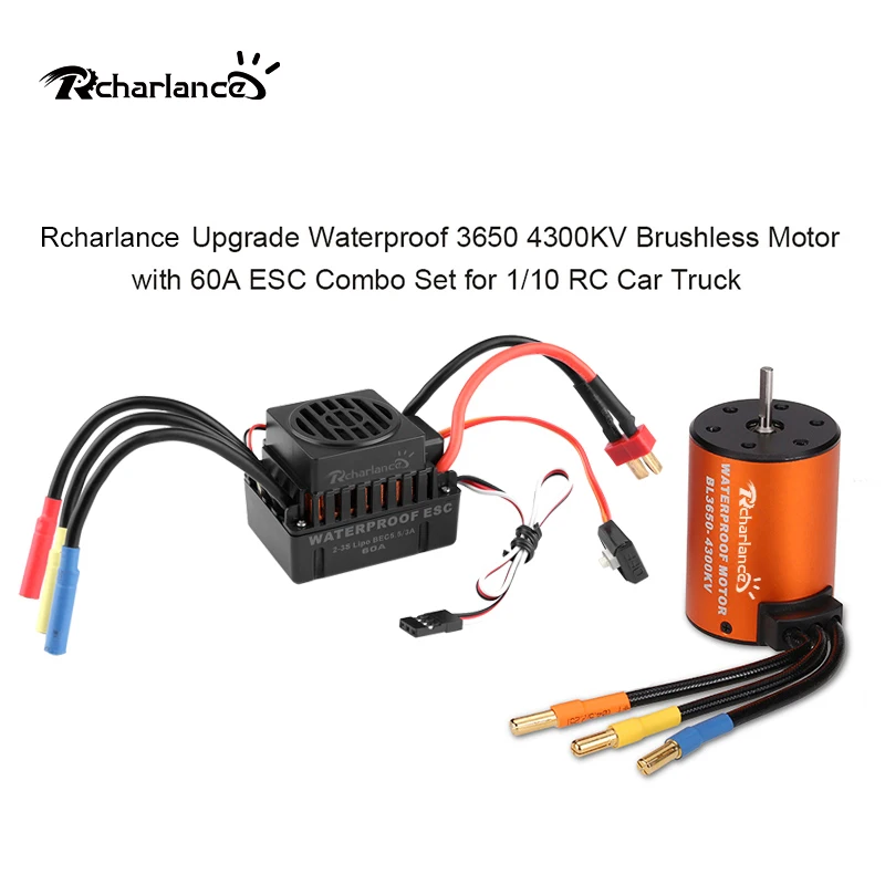 

Newest Upgrade Waterproof 3900KV 4300KV Brushless Motor 60A ESC Sensorless Motor Set for 1/10 RC Car Truck