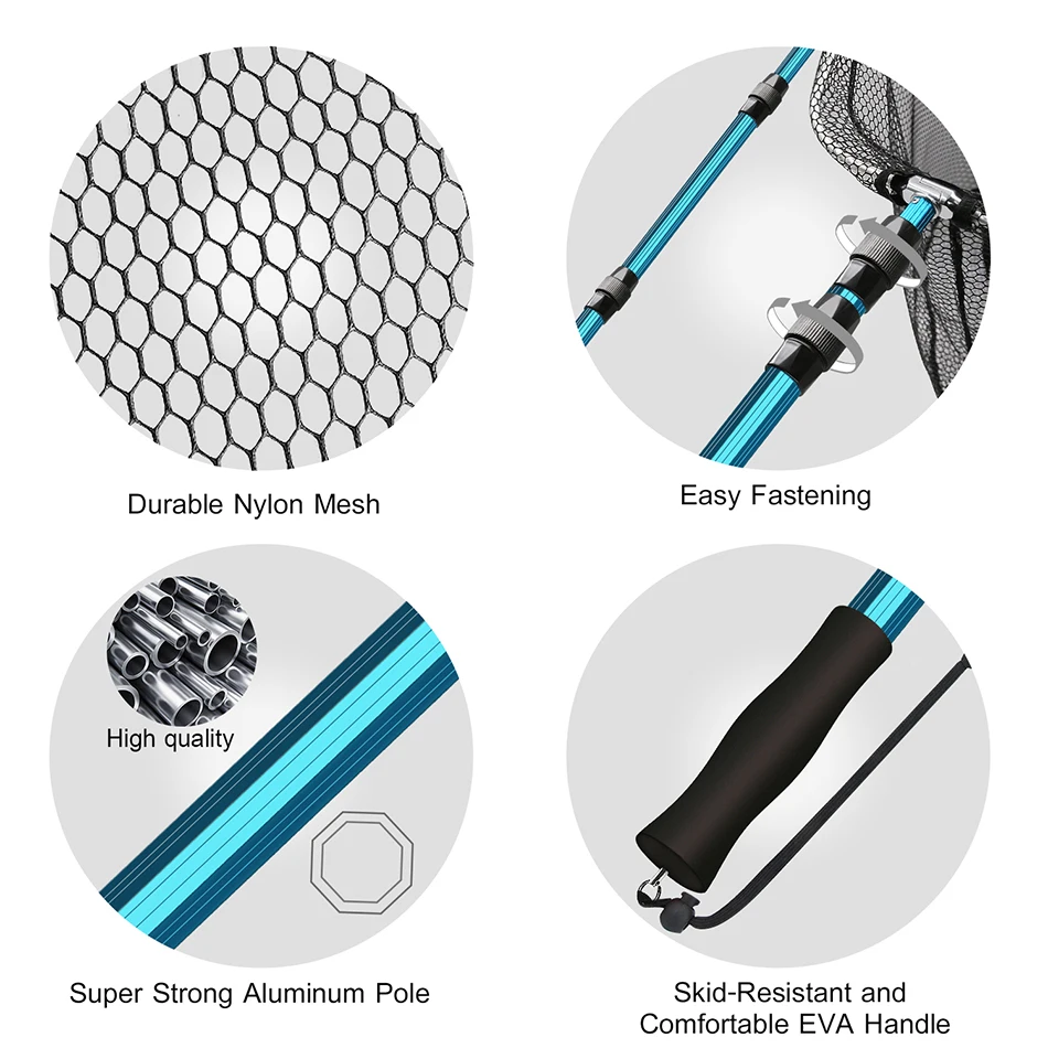 SANLIKE рыболовная сеть рыболовная сачок телескопическая удочка ручка прочный нейлоновый материал сетка безопасная ловля рыбы