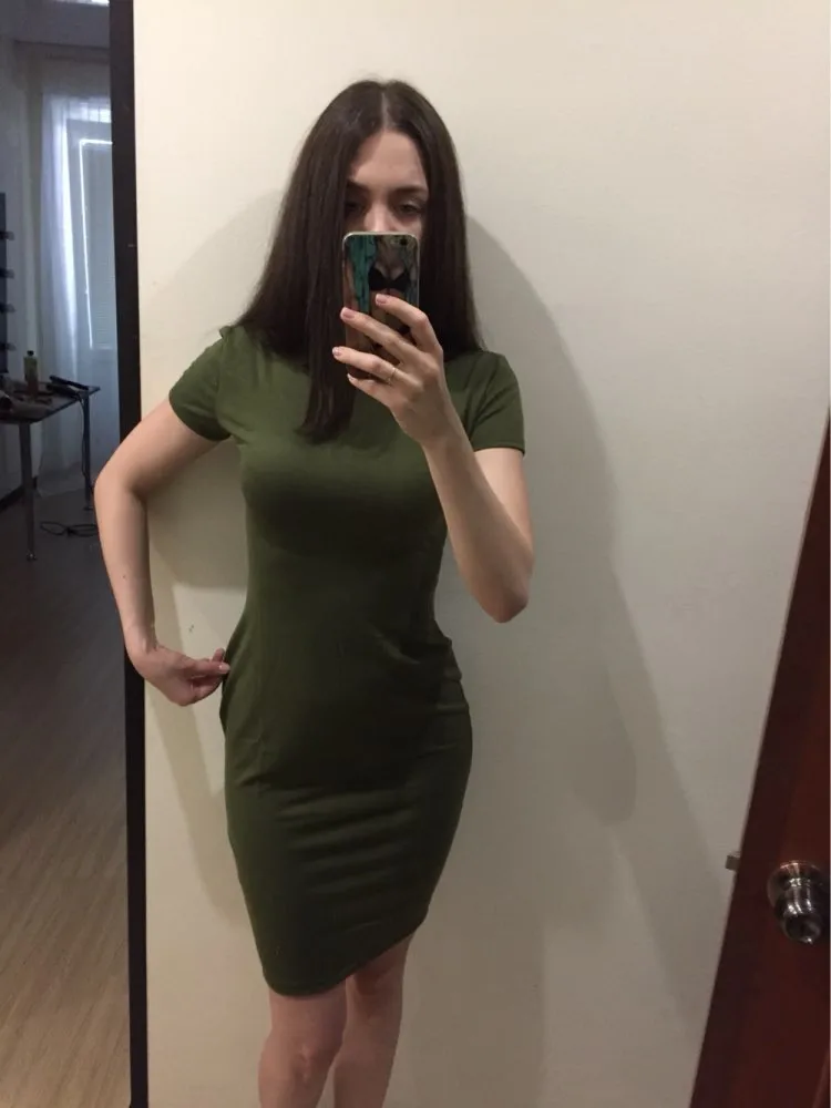 Женское модное сексуальное однотонное облегающее платье с коротким рукавом lx3