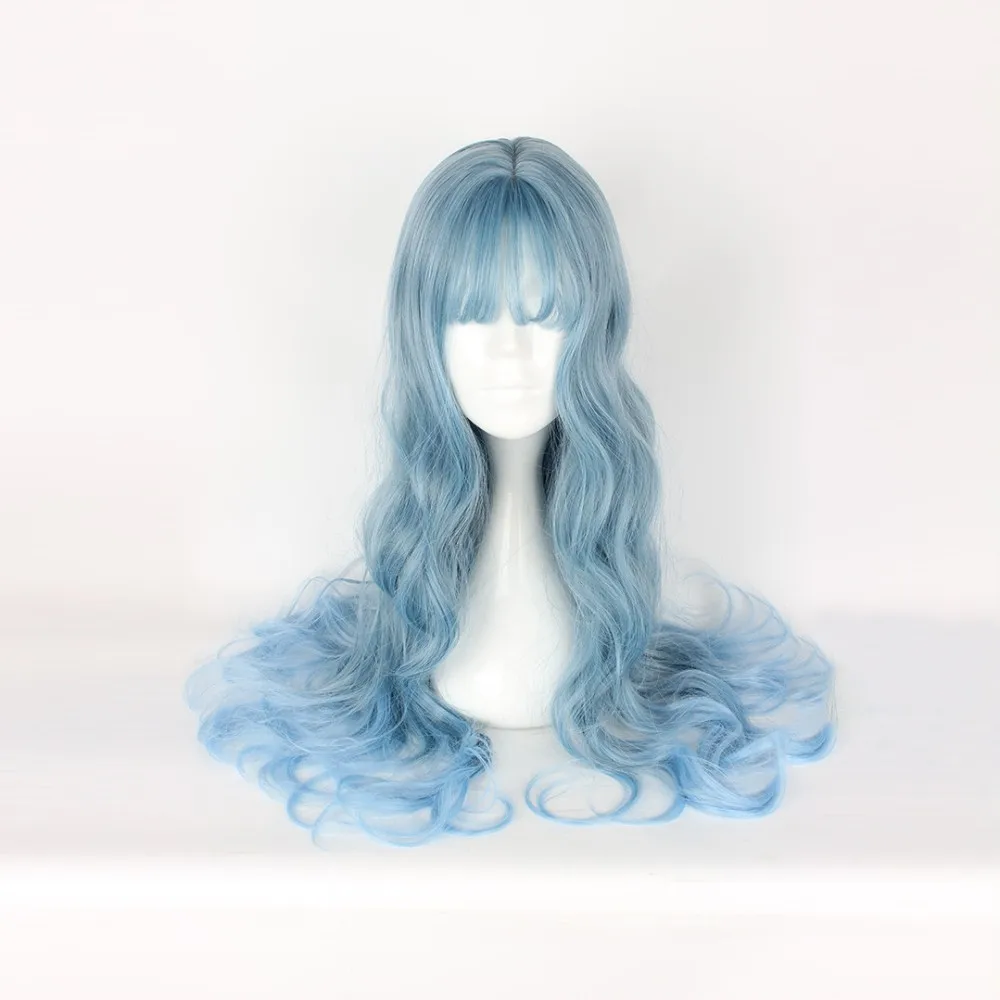 MCOSER 65 см 25,5" синий цвет Синтетические длинные волнистые женские вечерние Cos парики высокотемпературные волокна волос WIG-635B