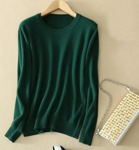 Кашемировый свитер, Женский пуловер, натуральный однотонный цвет, roupas feminina, женские корейские топы, джемпер, вязаный свитер - Цвет: o neck
