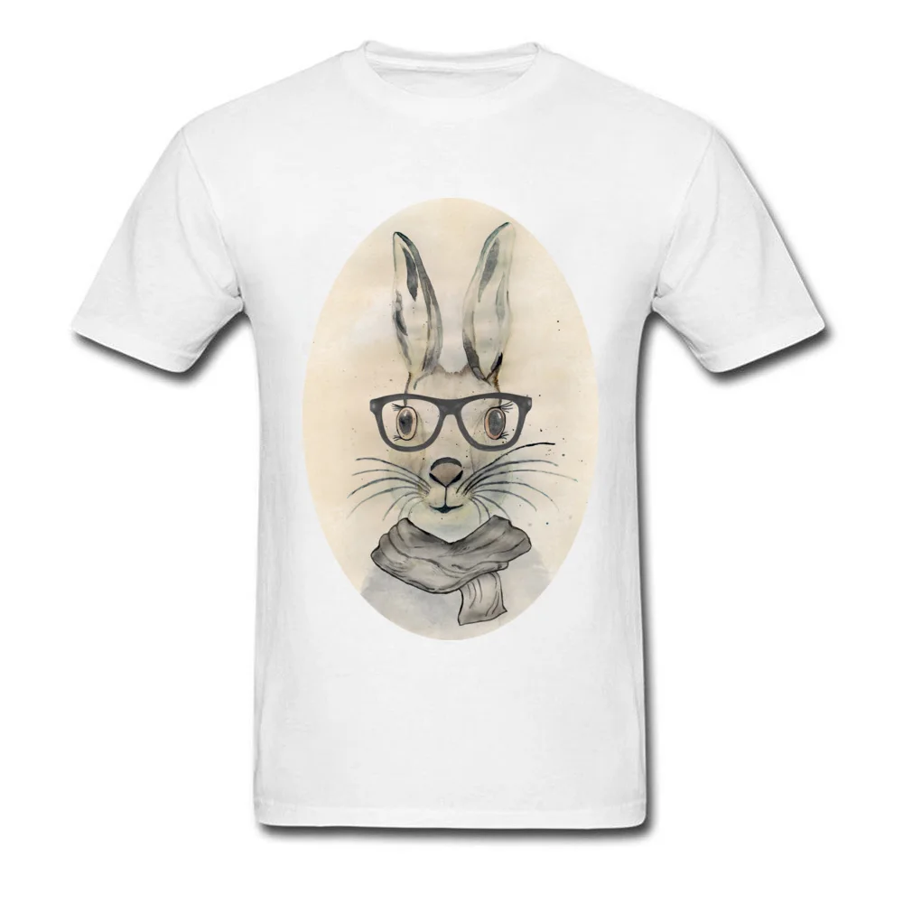 Cute funny watercolor bunny with glasses and scarf hand paint_white