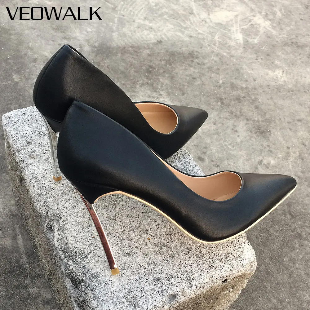 Veowalk однотонные женские сексуальные туфли с острым носком на очень высоком