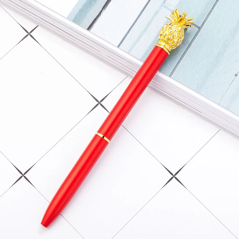1 шт. креативная шариковая металлическая ручка Золотая шариковая ручка ананас канцелярские принадлежности подарок школьные офисные принадлежности - Цвет: Красный