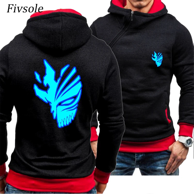 

Fivsole Anime BLEACH Luminous Glowing Hoodies Men Youth trend Diagonal zip up Jackets Man Casual Sportswear Spring Fall Cardigan
