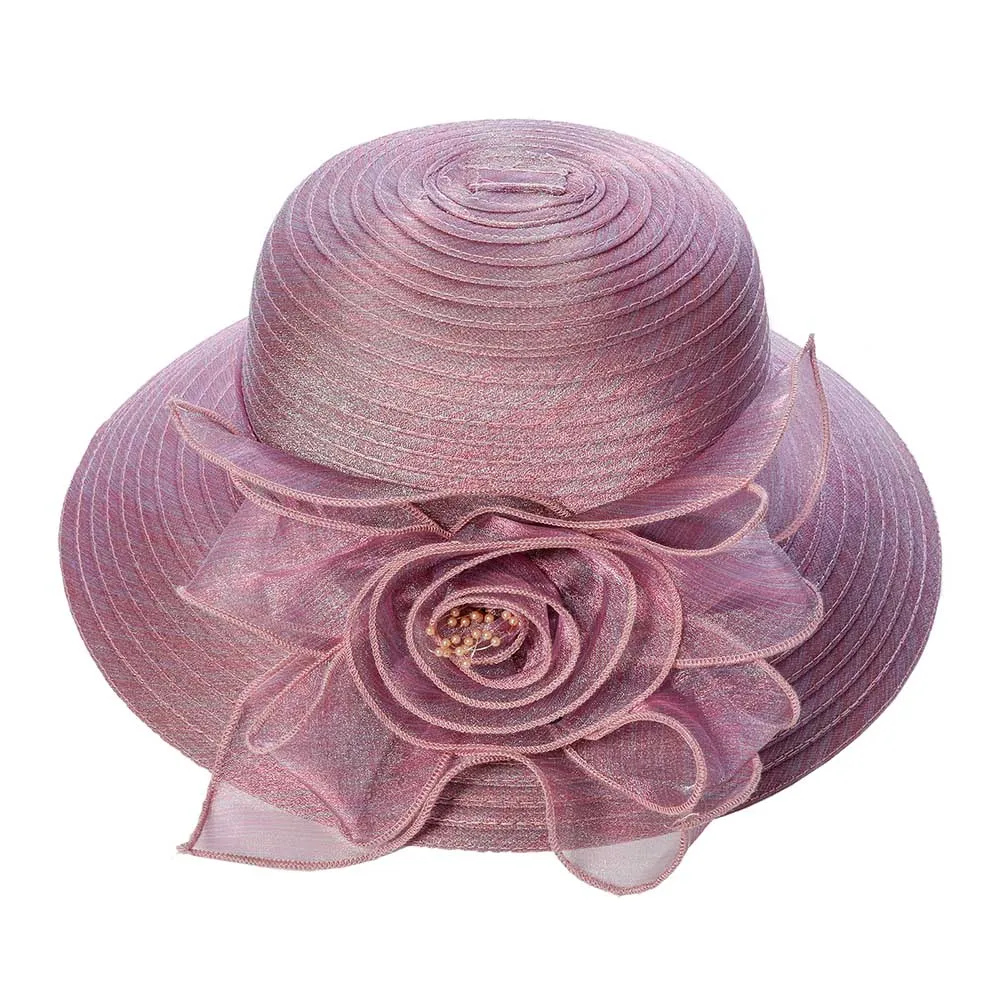 WELROG шляпы для похода в Церковь шляпы федоры весна лето сетки шапки для женщин дамы цветок вискоза большой широкий элегантный шляпы от солнца головные уборы - Цвет: 10