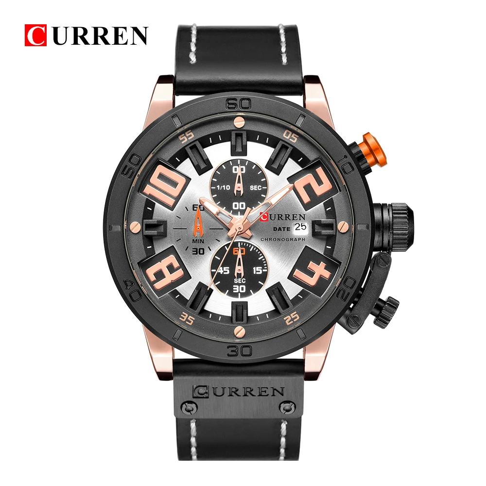 Online Curren Uhren 2018 Uhren Männer Chronograph Sport Leder Strap Militär Quarz Curren Uhren Männer Armee Mode Marke Männlichen Uhr