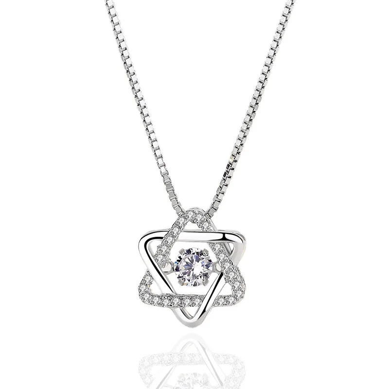 

DreamySky Drop Shipping Real Pure 925 Sterling Silver Zirconia David Star Necklaces For Women Jewelry Collar Colar de Plata