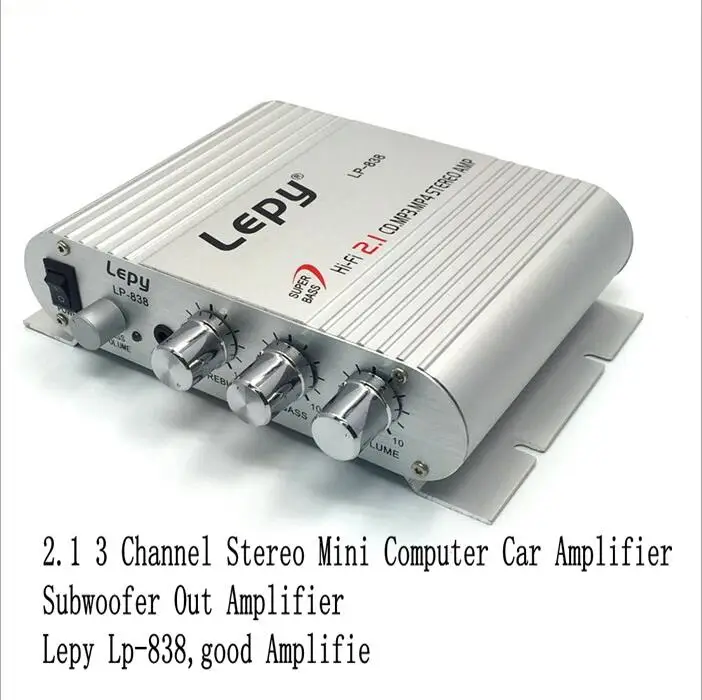 Lp 838 com Adaptador pc de Alimentação do Carro Lepy Usb Power & Cabo av 2.1 3 Canais Estéreo Mini Amplificadores Hifi cd Mp3 Subwoofer Amplificador - Image 5