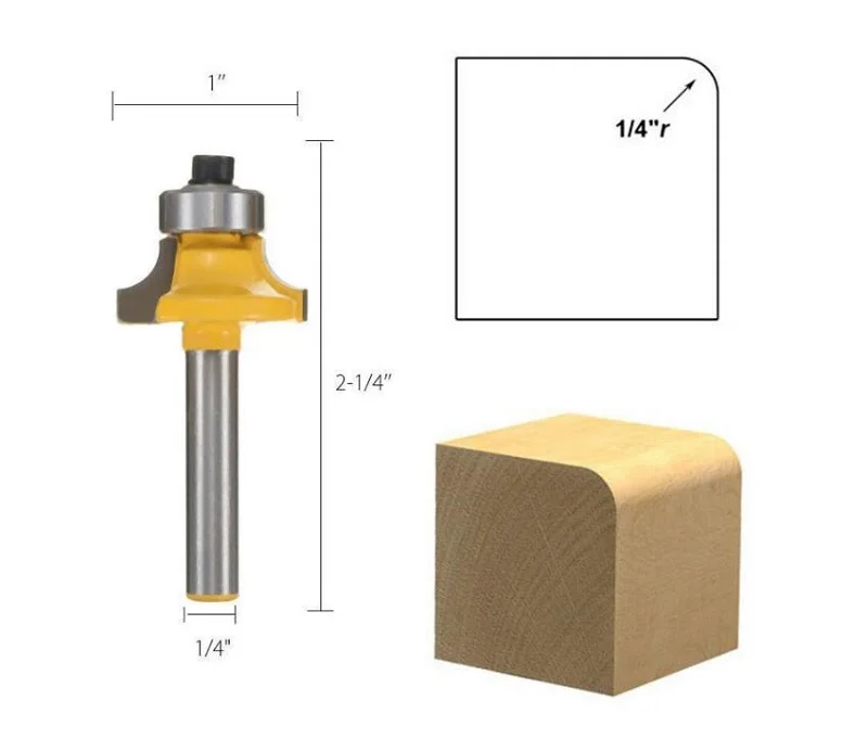 4 шт./компл. 1/4 дюйма, хвостовая фреза с твердосплавными режущими пластинами круглый над фреза для отделки кромки бит 6,35 мм хвостовик радиус 1/" 1/4" 1/" 3/8" деревообрабатывающий фасонно-Фрезерный резак