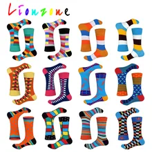 LIONZONE,, Новое поступление, счастливые носки, унисекс, мужские, женские, в полоску, в клетку, в горошек, цветные, хлопковые носки, носки для отдыха, забавный подарок