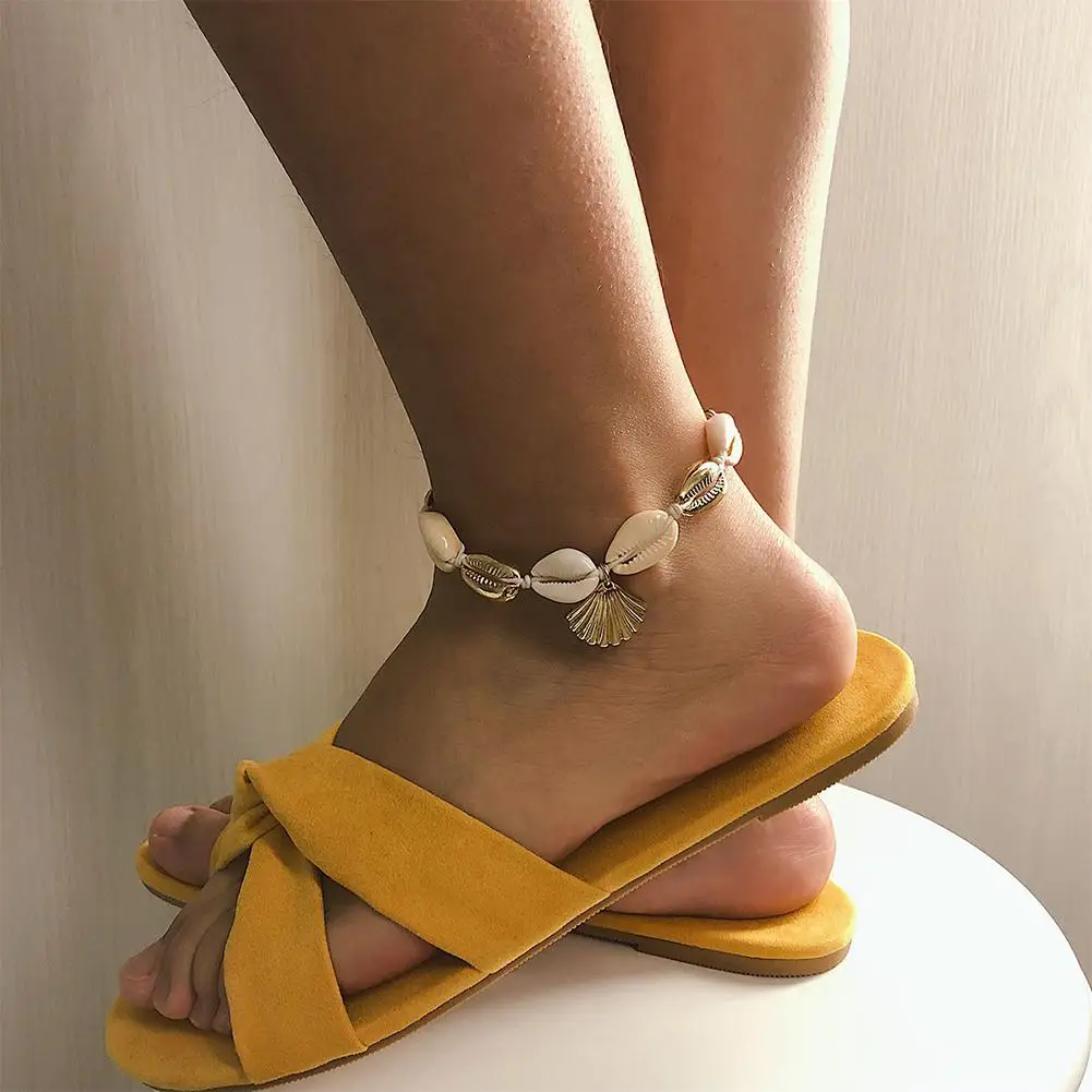 DreamBell женские ножные браслеты простой сплав ручной работы ножной браслет Национальный стиль регулируемый дизайн оболочки ножной браслет