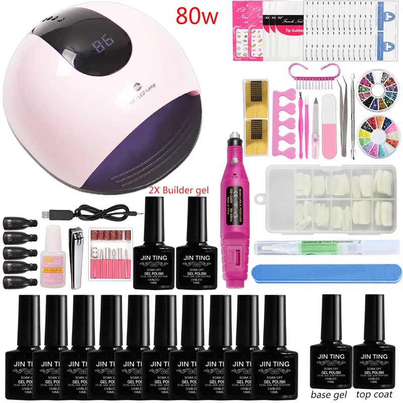 

Nail Builder Polish Set Extension Kit Clear Polygel Builder Transparent Led Nail Lamp Dry 10 Color Gel Nail Polish Manicure Set