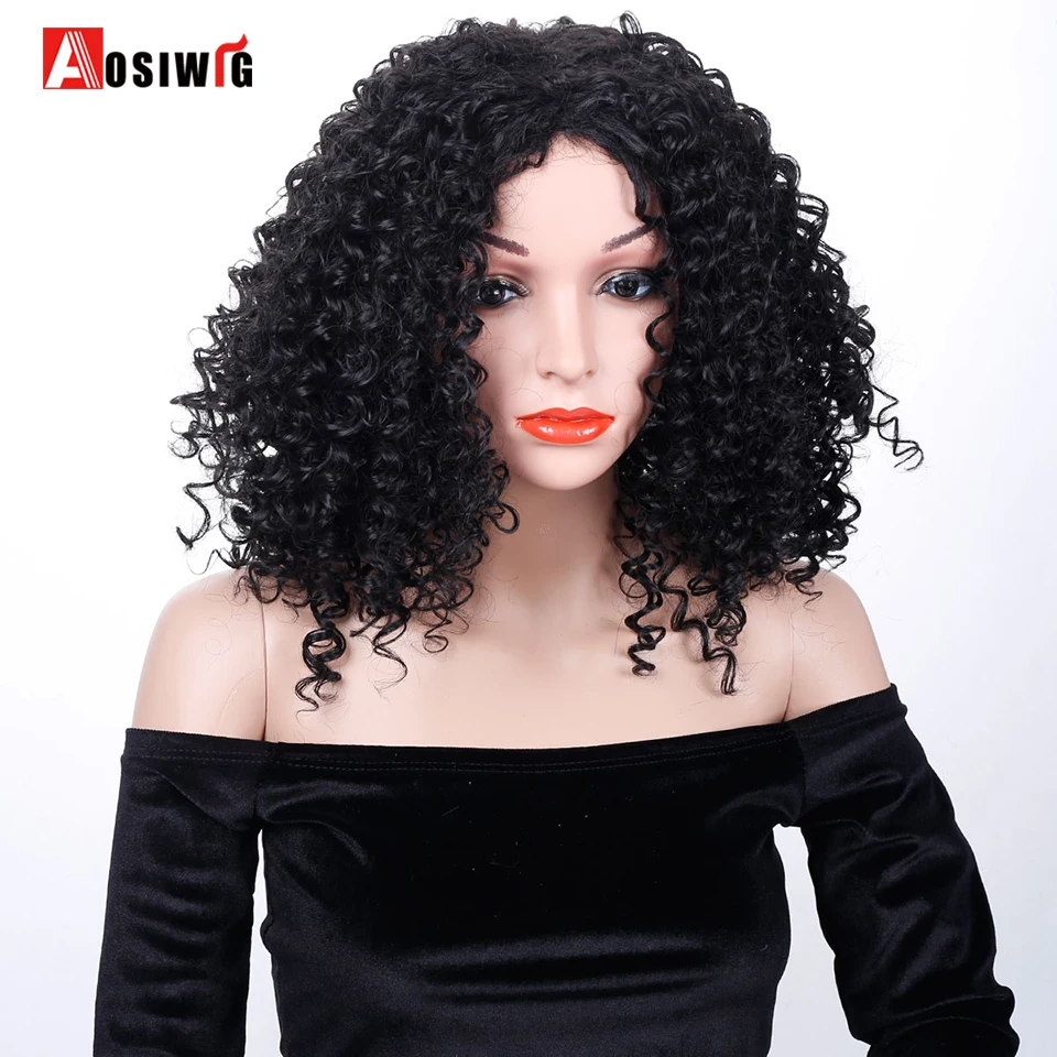 Short Afro Kinky Curly Wig Black Hair High Temperature Fibe Costume