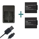 Cheap New 2pcs sj7000 battery with dual USB charger for SJCAM sj4000 sj5000 sj5000x sj6000 sj8000 SJ M10 gitup git2 f60 ele cam