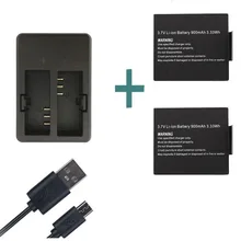 New 2pcs sj7000 battery with dual USB charger for SJCAM sj4000 sj5000 sj5000x sj6000 sj8000 SJ M10 gitup git2 f60 ele cam