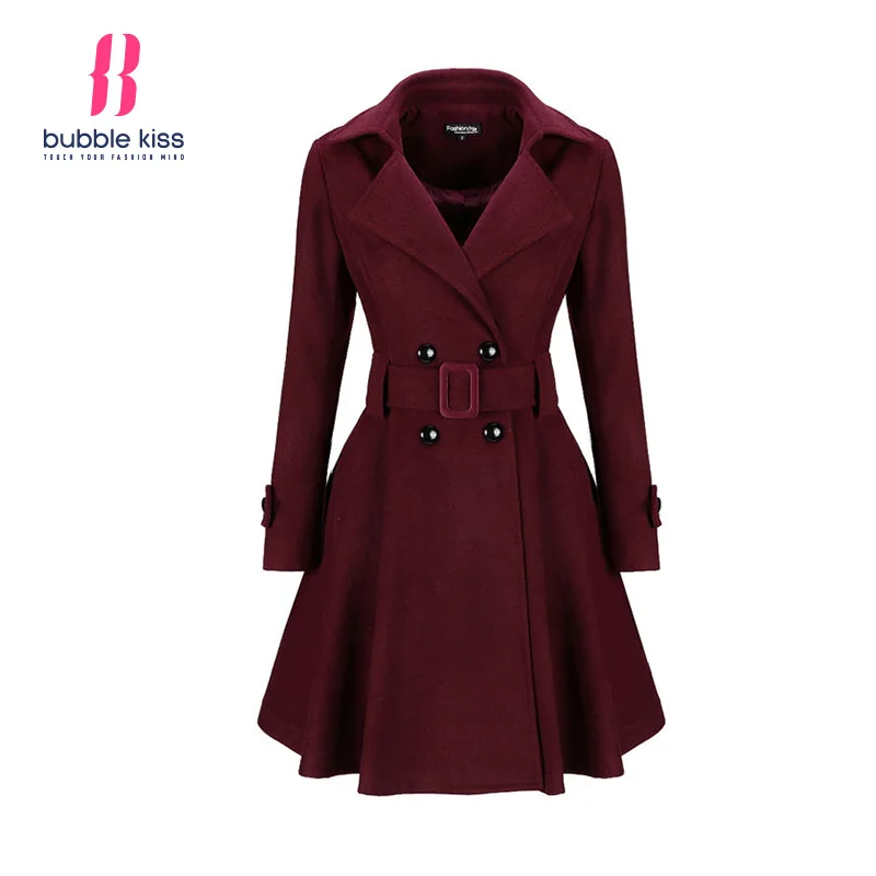 Woolen Coat Women Winter Autumn Elegant Double Breasted