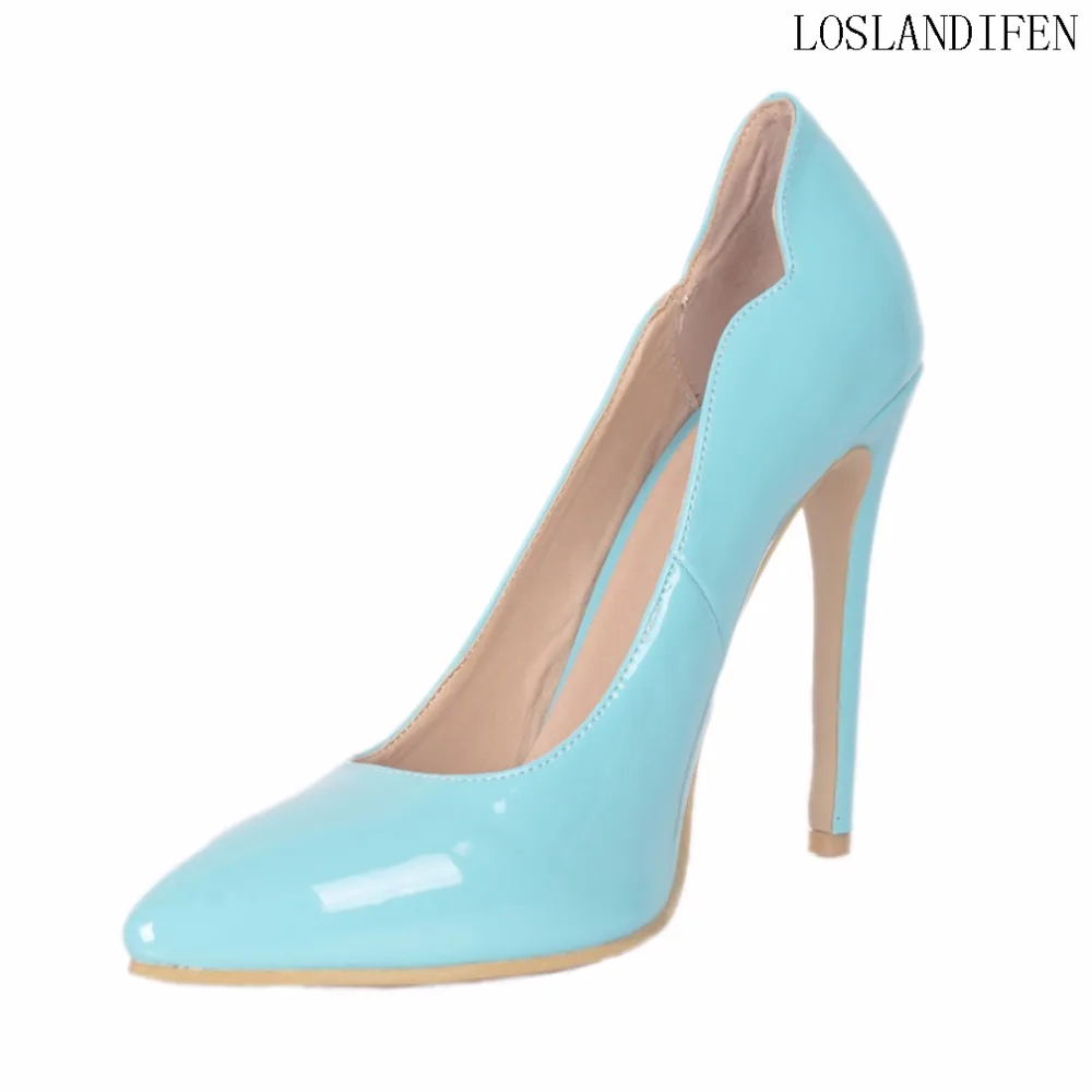

Ladies New Concise Causal Style Handmade High Heel Pumps Patent Leather Pointy Office Career Prom Fashion Shoes A052