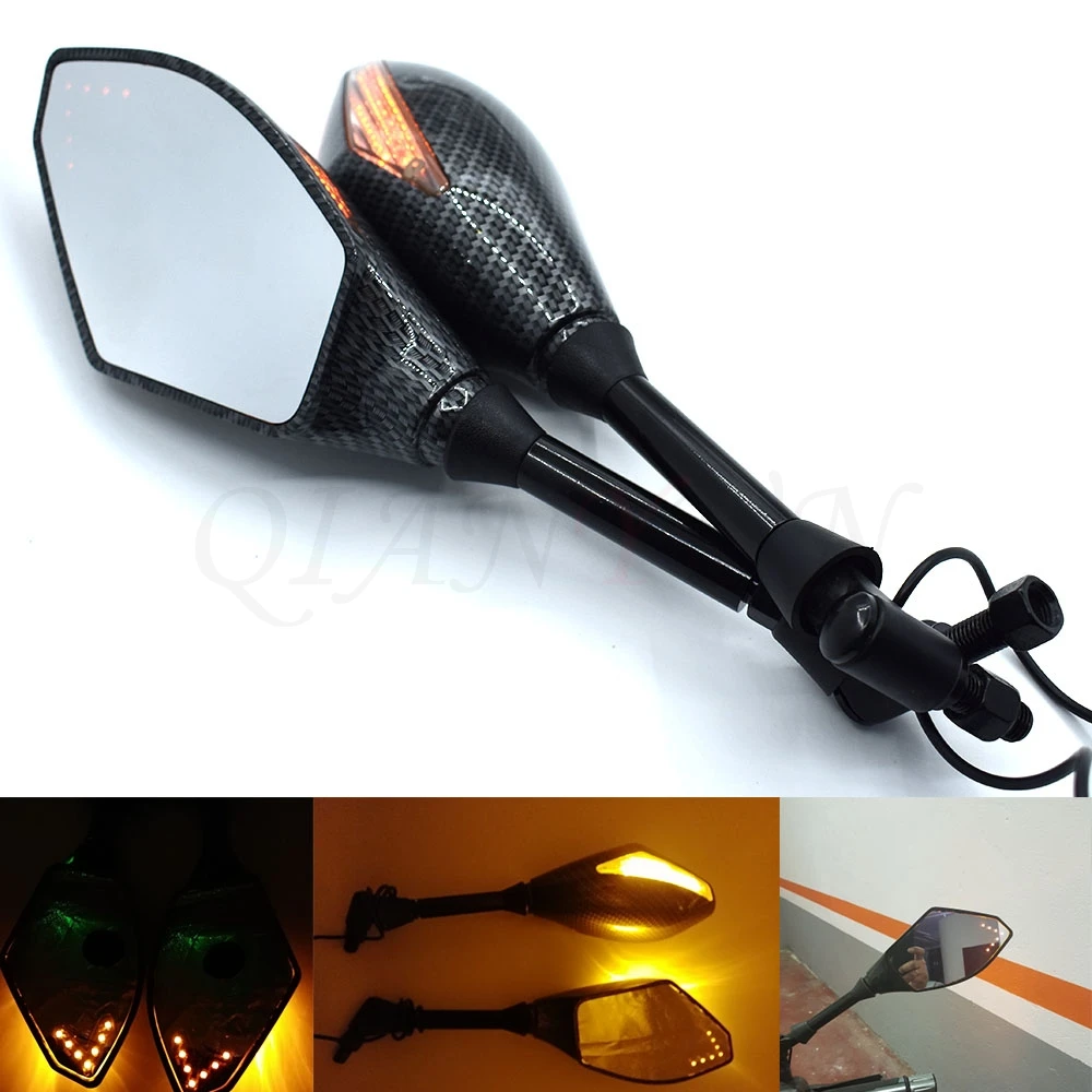 

Motorcycle Matte Black LED Arrow Turn Signal Rearview Side Mirror For Honda Suzuki Cruiser Street bikes Cruiser Scooters